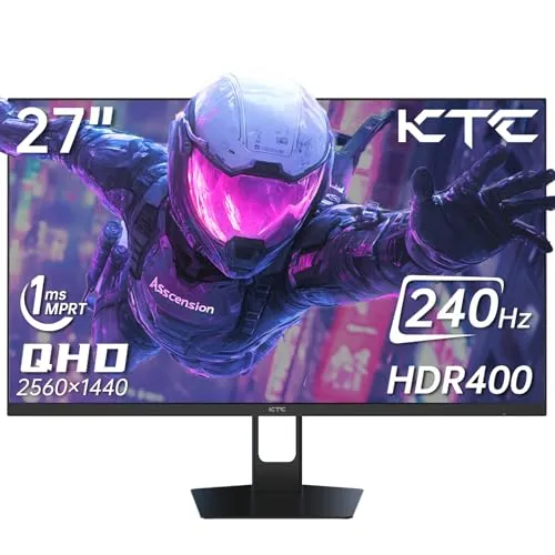 KTC 27'' 240hz Gaming Monitor 1440p(2560× 1440) 144Hz 1ms Fast HVA HDR400 130% sRGB HDMI & DisplayPort AdaptiveSync VESA Tilt Eye Care