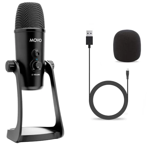 Movo UM700 Computer Condenser USB Gaming Mic with Adjustable Pickup Patterns - Microphone for PC, PS5, Podcasting, Streaming, ASMR
