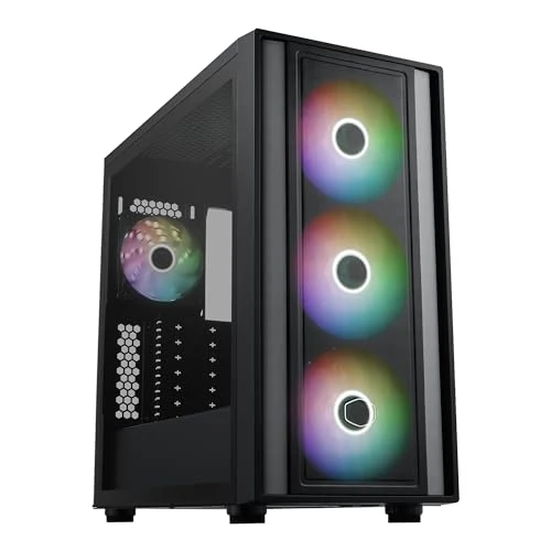 Cooler Master MasterBox 600 ATX Mid-Tower Case, Back-Connected Motherboard Asus|MSI|Gigabyte, 410mm GPU Max, *420mm AIO Max, Type C, Tempered Glass, Triple 140mm SickleFlow PWM, FineMesh Airflow