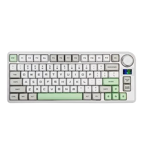 EPOMAKER TH80-X Gasket Mechanical Keyboard, 75% Layout Triple Mode Hot-swap Gaming Keyboard with 4000mAh Battery, LCD Screen, NKRO, RGB for Office/Win/Mac (White, Epomaker Flamingo Switch)
