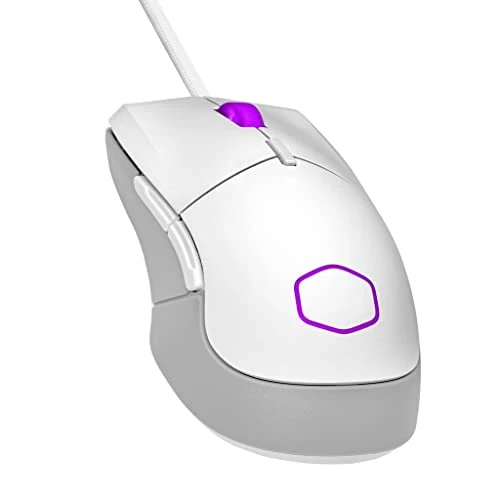 Cooler Master MM310 Wire Gaming Mouse White, Adjustable 12,000 DPI, Palm|Claw Grip, PixArt Optical Sensor, Ultraweave Cable, PTFE Feet, RGB Lighting (MM-310-WWOL1)