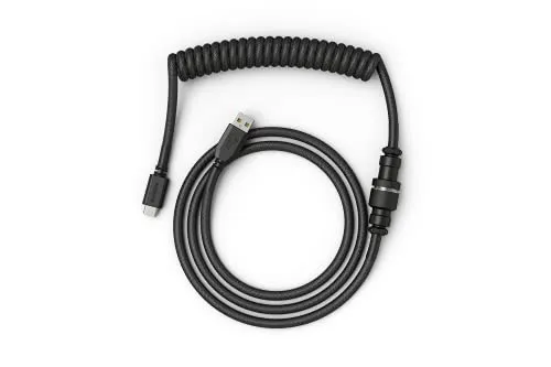 Glorious Coiled Keyboard Cable – Coiled USB C Cable Artisan Braided Cables for Mechanical Gaming Keyboard Coiled Cable -Custom Keyboard Cable (Black)