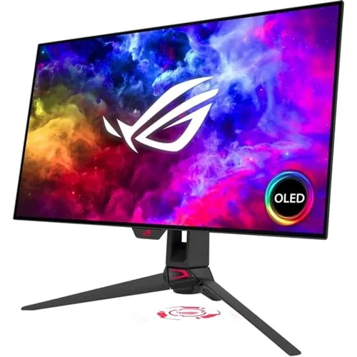 ASUS ROG Swift 27”1440P OLED DSC Gaming Monitor (PG27AQDM) - QHD (2560x1440), 240Hz, 0.03ms, G-SYNC Compatible, Anti-Glare Micro-Texture Coating, 99% DCI-P3, True 10-bit, DisplayPort,Black