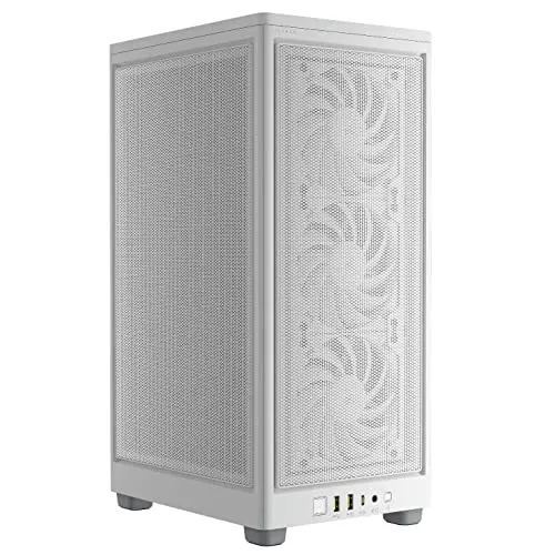 Corsair 2000D Airflow Mini-ITX PC Case - Mini-ITX Form-Factor - Steel Mesh Panels - Three-Slot GPU Support - Cooling-Optimized Interior - Modern Front Panel I/O - White