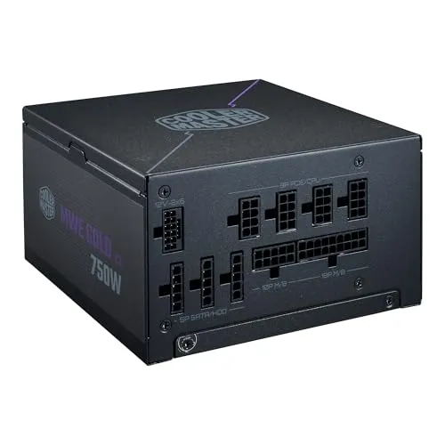 Cooler Master MWE Gold 750 V3 ATX 3.1 Full Modular PSU, 750W, 80+ Gold Efficiency, 90° 12VHPWR|450W PCIe 5.1, Japanese Capacitors, Zero-RPM Mode, Hexagonal Fan Cover, 10-Year