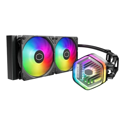 CoolerMaster MasterLiquid 240 Atmos ARGB Close-Loop AIO Liquid Cooler, Customize Pump, Sickleflow Edge PWM Fans, 240mm Radiator, CryoFuze, AMD Ryzen AM5/AM4, Intel LGA1700/1200 (MLX-D24M-A25PZ-R1)