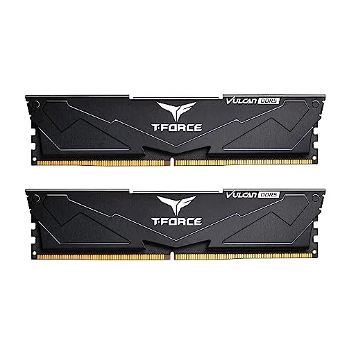 TEAMGROUP T-Force Vulcan DDR5 32GB (2x16GB) 6000MHz (PC5-48000) CL30 Intel XMP 3.0 & AMD Expo Compatible Desktop Memory Ram Black FLBD532G6000HC30DC01