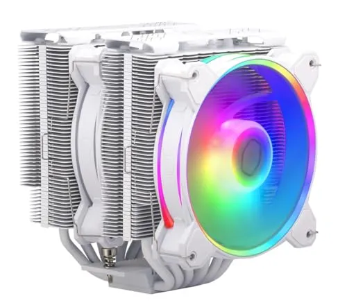 Cooler Master Hyper 622 Halo White Dual Tower CPU Air Cooler, Halo² Fan, Dual Loop ARGB, Aluminum Top Cover, 6 Heat Pipes,154mm Tall, AMD Ryzen AM5/AM4, Intel LGA1700/1200 (RR-S4WW-20PA-R1)