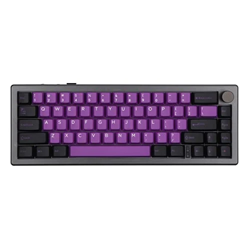 EPOMAKER EK68 65% Wireless Gaming Keyboard, Hot Swappable Gasket Mechanical Keyboard with Metal Knob, Bluetooth 5.0/2.4Ghz Wireless/USB-C Wired Custom Keyboard (Black Purple, Flamingo Switch)