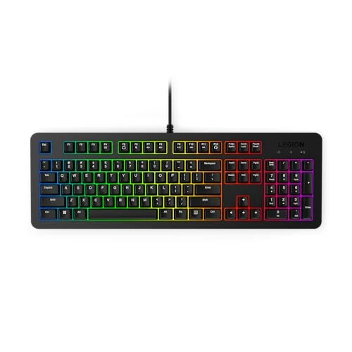Lenovo Legion K310 RGB Wired Gaming Keyboard - Ultra-Fast Reaction Time with Tactile Keys, Quiet Key Membrane Switches, Silent Operation, RGB Illumination - Water Resistant & Compact Design