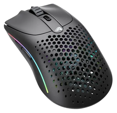 Glorious Gaming Model O 2 Wireless Gaming Mouse - Hybrid 2.4GHz & Bluetooth Wireless, 68g Superlight, Long Battery Life, 26k BAMF 2.0 Sensor, RGB, Ambidextrous, 6 Buttons, PTFE Feet - Black