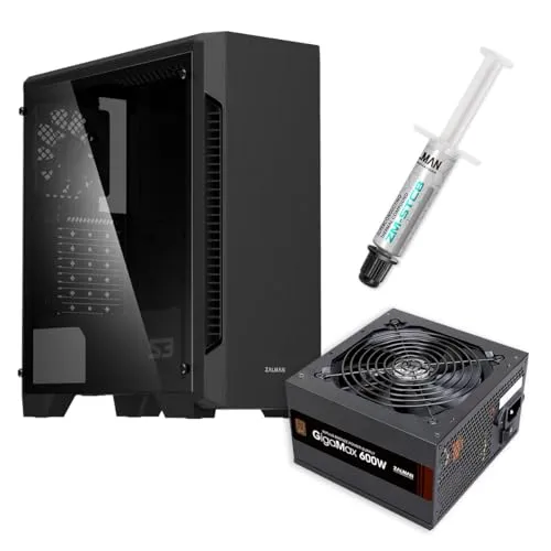 Zalman S3 TG ATX Mid Tower PC Case + GigaMax 600W 80+ Bronze Power Supply + Grease