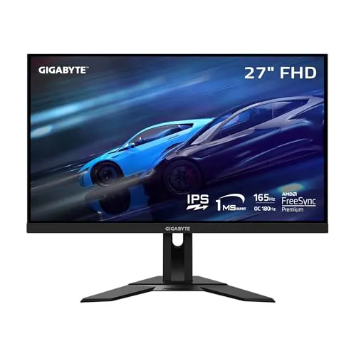 GIGABYTE G27F 2 - 27" 165Hz 1080P Gaming Monitor, 1920 x 1080 SS IPS Display, 1ms (MPRT) Response Time, 95% DCI-P3, 1x Display Port 1.2, 2x HDMI 2.0/ USB 3.2 ,Black