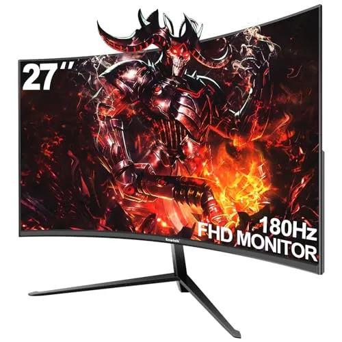 Gawfolk 27 Inch 165hz/180HZ Curved Gaming Monitor Full HD 1080P 1800R Frameless Computer Monitor, 1ms GTG with FreeSync,Low Motion Blur, Eye-Care Technology, Support VESA, DP, HDMI Port (Black)