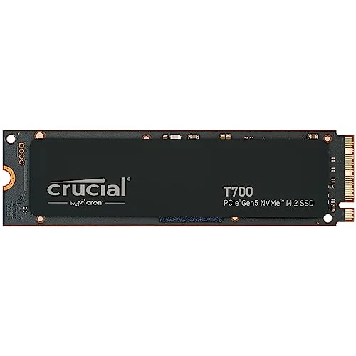 Crucial T700 2TB Gen5 NVMe M.2 SSD - Up to 12,400 MB/s - DirectStorage Enabled - CT2000T700SSD3 - Gaming, Photography, Video Editing & Design - Internal Solid State Drive