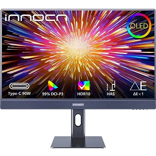INNOCN 32" OLED 4K Computer Monitor, UHD (3840 x 2160) Professional Monitor, Type-C, HDR 10, 99% DCI-P3, 99% sRGB, 1M:1, Tilt/Height/Pivot Adjustable Stand, VESA Mountable - 32Q1U
