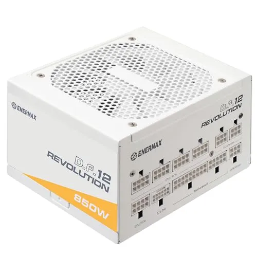 ENERMAX Revolution D.F. 12 850W, ATX 3.1 Standard, PCIe 5.1 600W 12V-2x6 Connector, 80+ Gold Full-Modular Power Supply, Compact 122mm ATX PSU, 10 Year Warranty; ETV850G-W
