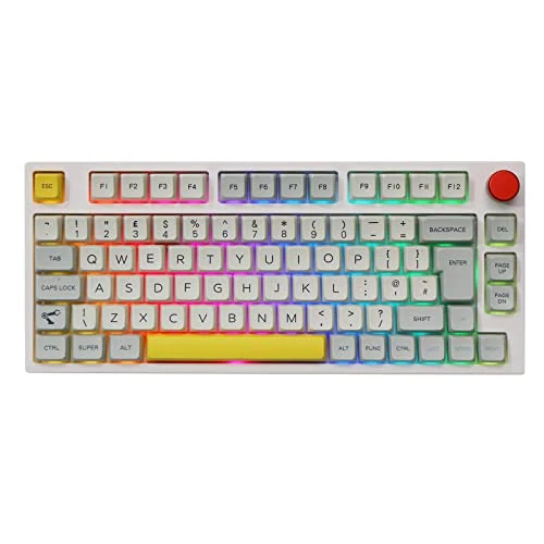 EPOMAKER Theory TH80 PRO 75% ISO(UK) Hot Swap RGB 2.4Ghz/Bluetooth 5.0/Wired Mechanical Keyboard with MDA PBT Keycaps, 4000mah Battery, Knob Control for WIN/Mac/PS4/PS5/Xbox (Budgerigar Switch)