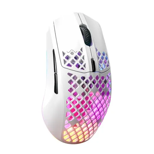 SteelSeries Aerox 3 Wireless - Holey RGB Gaming Mouse - Ultra-lightweight Water Resistant Design - 18K DPI TrueMove Air Optical Sensor - Snow
