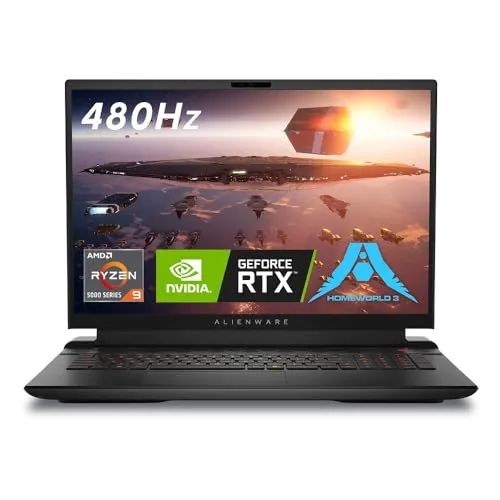 Alienware m18 Gaming Laptop - 18-Inch FHD+ (1920 x 1200) 480Hz 3ms Display, AMD Ryzen 9 7845HX, NVIDIA GeForce RTX 4080, 32GB DDR5, 1TB SSD, 1 Year Premium Support - Dark Metallic Moon