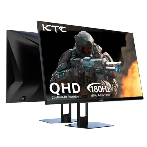KTC 27” Gaming Monitor 180Hz QHD(2560× 1440p), 1MS,Fast IPS Monitor,122% sRGB,2X DP & 2X HDMI,HDR 10,VESA,FreeSync,3-Year Zero-Bright-dot