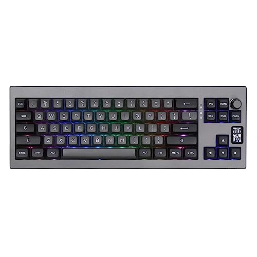 EPOMAKER Shadow-X Gasket Mechanical Keyboard, Hot-Swap 2.4ghz/Bluetooth/USB-C Wired Wireless Gaming Keyboard with Screen, 3000mAh Battery, Poron Foam (Black, Flamingo Switch)