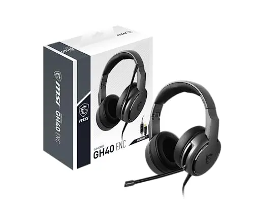 MSI IMMERSE GH40 ENC AM - Active ENC with Environment Noise canceling, Virtual 7.1 Surround,Light Weight & Self-Adjusting Headband
