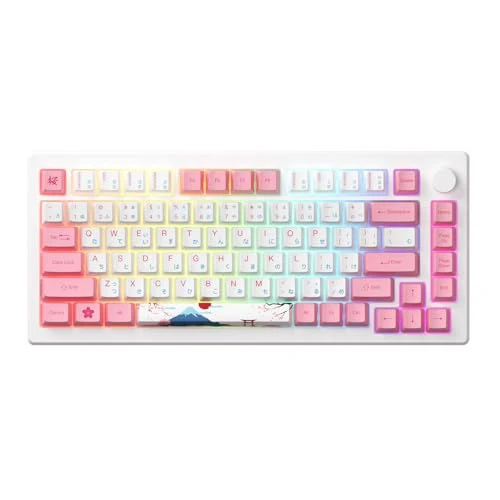 Akko Magnetic Switches Rapid Trigger Gaming Keyboard, MOD007B PC World Tour Tokyo Wired/Wireless 75% Mechanical Keyboard with Knob, RGB Backlit (Kailh Sakura Pink Magnetic Switch)