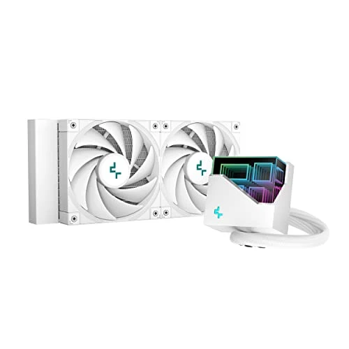 DeepCool LT520 WH 240mm Liquid Cooler White 4th Gen Dual-Chamber Pump 3100RPM Multidimensional Infinity Mirror ARGB 280w TDP AIO 240mm Anti-Leak Tech for LGA 1700/1200/1151/1150/1155 AM5/AM4