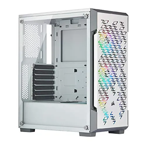 Corsair iCUE 220T RGB Airflow, Tempered Glass Mid-Tower ATX Smart Gaming Case, White