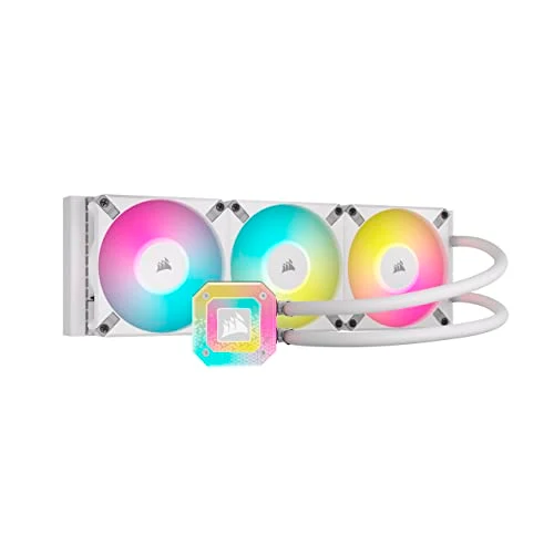 Corsair iCUE H150i ELITE CAPELLIX XT Liquid CPU Cooler - Three AF120 RGB ELITE Fans - 360mm Radiator - Intel® LGA 1700, 1200, 115X, 2066, AMD® AM5, AM4 - Included iCUE COMMANDER CORE - White