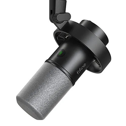 Fifine XLR/USB Podcast Microphone, Dynamic Studio Recording Mic for Live Streaming, Vocal, Voice-Over, Instruments, Metal Cardioid Mic with Tap-to-Mute, Monitoring Headphone Jack, Gain Knob-K688