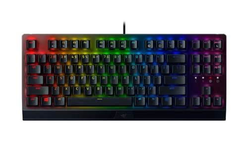Razer BlackWidow V3 Tenkeyless (Green Switch) - Compact Mechanical Gaming Keyboard (Clicky Mechanical Switches, Compact Form Factor, Fully Programmable Keys) UK Layout | Black