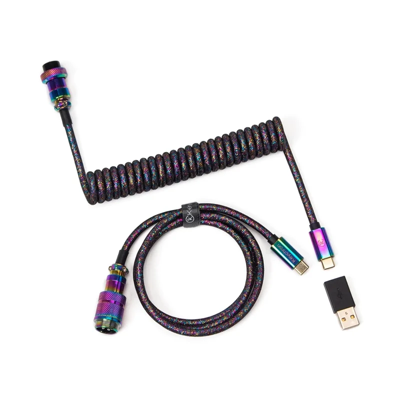 Keychron Premium Coiled Cable Black Rainbow