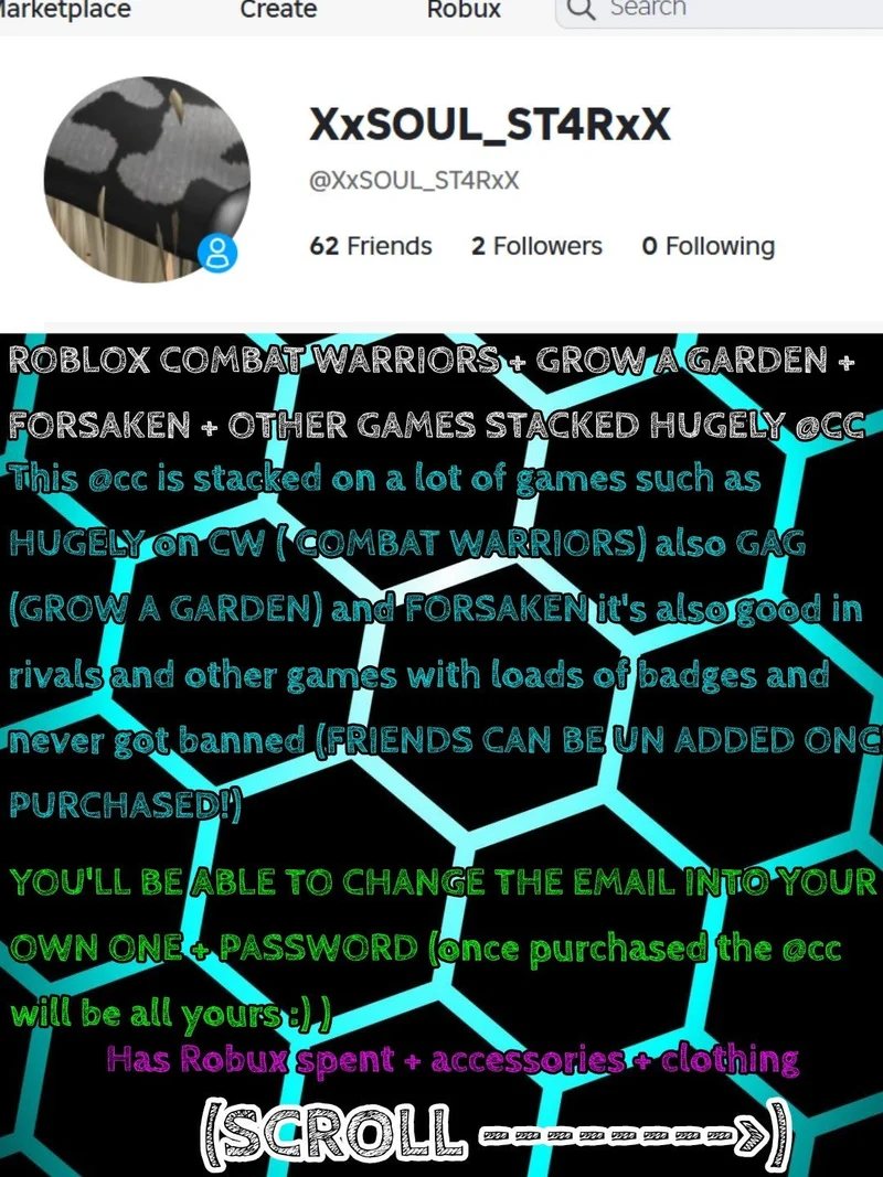 Roblox Account STACKED grow a garden + CW + DIG LOADS MORE CHEAPEST