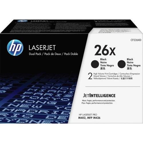 Cartouche de toner laser HP 26X (CF226XD) d'origine à haut rendement - Noir - 2/carton CF226XD