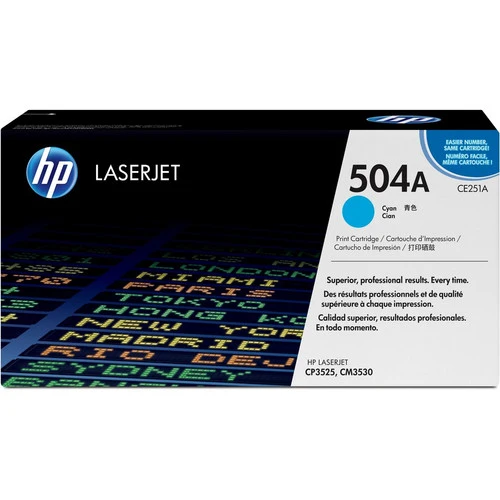 Cartouche de toner laser HP 504A (CE251A) d'origine à rendement standard - Paquet unique - Cyan - 1 unité CE251A