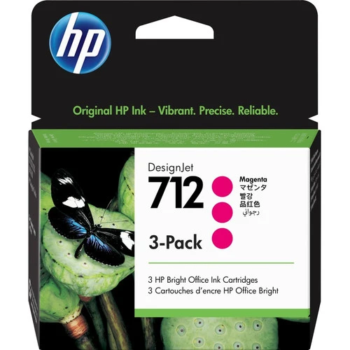 Cartouche d'encre à jet d'encre d'origine HP 712 - Magenta - 3/Pack 3ED78A