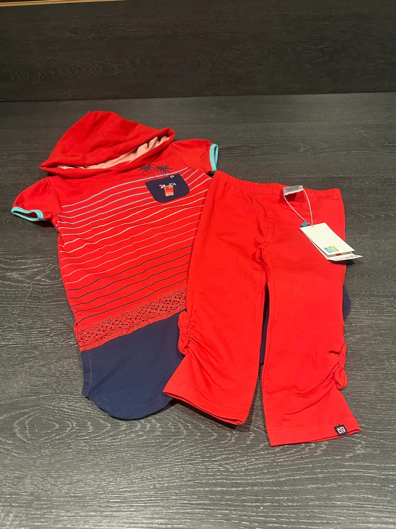 Tunique et legging - neufs - nano - 4 ans - rouge et marine