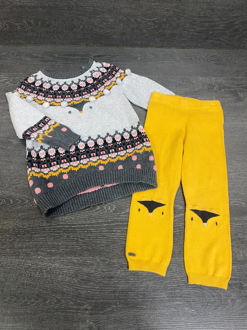 Friperie - tunique tricot et legging tricot - 3 ans