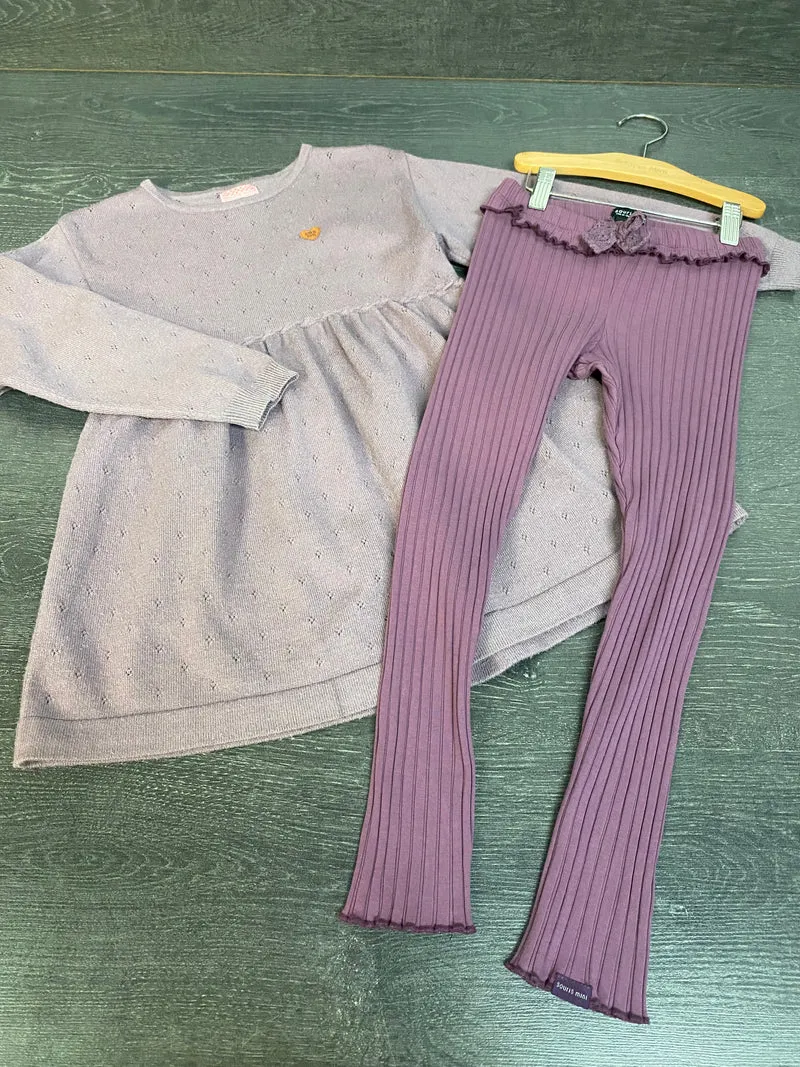 Friperie - robe tricot et legging - 6 ans - souris mini