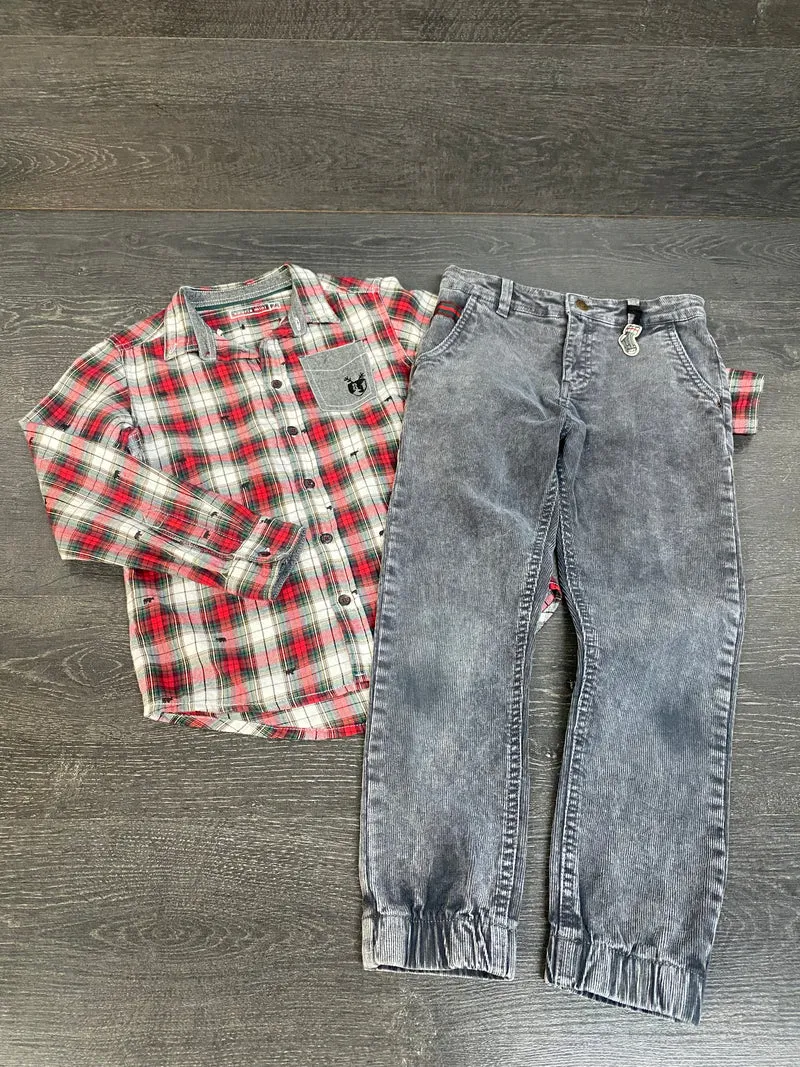 Friperie 7 ans - chemise et pantalon - souris mini