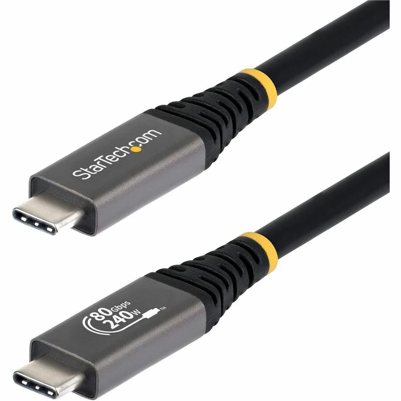 Câble USB 4 StarTech.com de 1.5 m (5 pi), 80 Gbit/s, certifié USB-IF, 240 W, compatible 8K 120 Hz/4K 240 Hz DP 2.1 et Thunderbolt 4, noir CC5FT80GUSB4CABLE