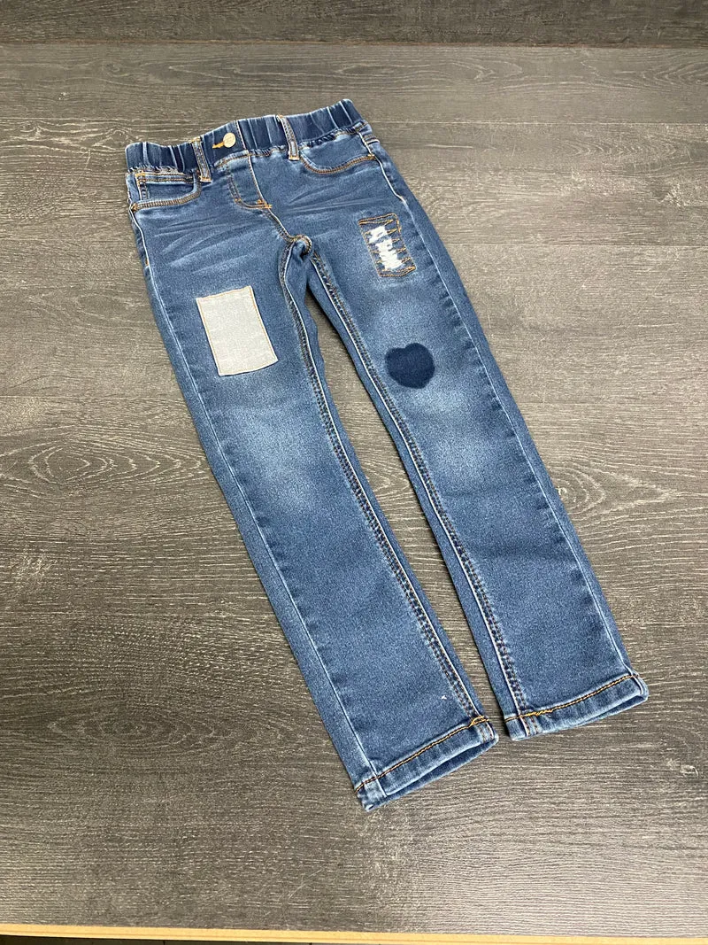 Friperie - jeans skinny - souris mini - 7 ans
