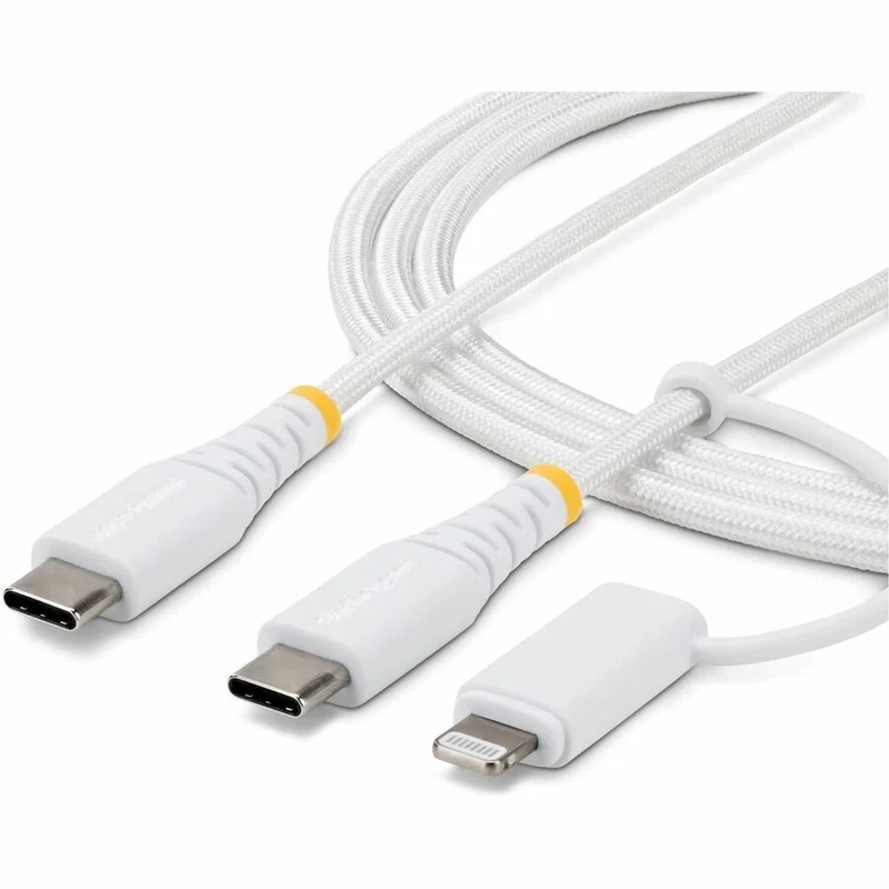 Câble de charge USB-C robuste StarTech 2-en-2 de 1 m (6.6 pi) avec adaptateur Lightning, 30 W/60 W, certifié Apple MFi, câble de charge USB-C tressé 2M-U2-LNTC-CABLE