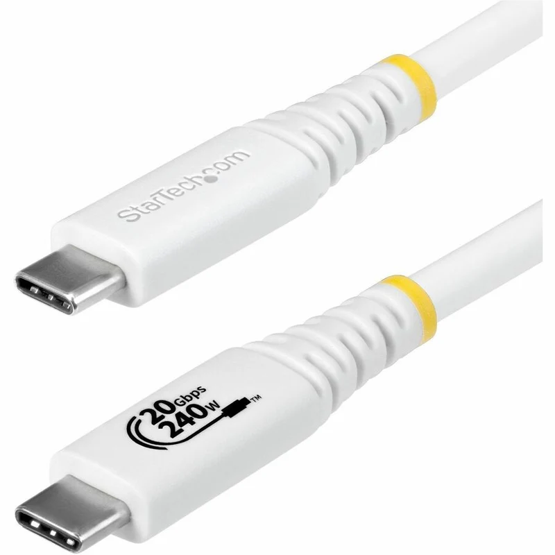 Câble USB 4 StarTech.com de 1.8 m (6 pi), 20 Gbit/s, certifié USB-IF, 240 W PD EPR, 4K 120 Hz DP 2.1, gaine TPE, blanc (CC6FT20GUSB4TPW)
