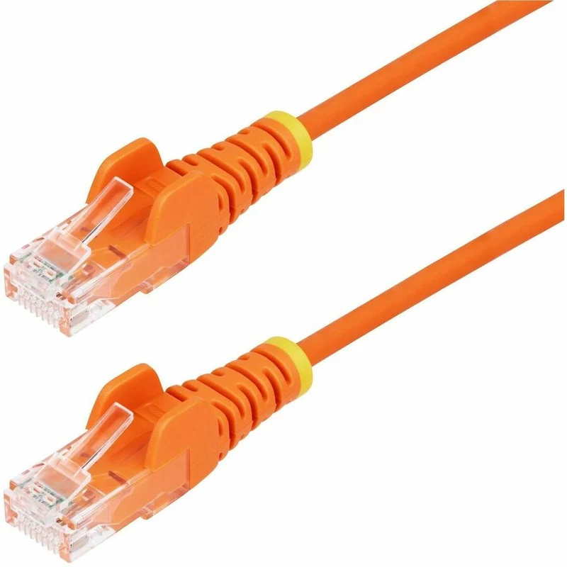 Câble Ethernet StarTech CAT6 fin orange 23 cm (9 po), connecteur RJ45 fin et anti-accrochage, UTP, LSZH, cuivre nu 28 AWG, cordon de brassage réseau fin N6PAT9INORS
