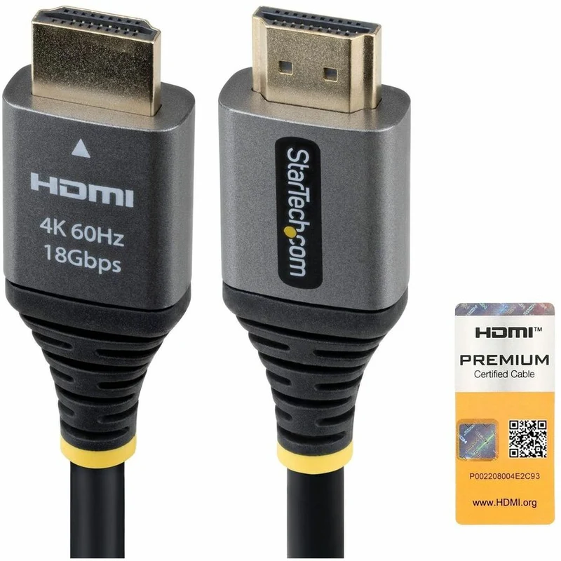 Câble HDMI haute vitesse certifié StarTech Premium de 3 m (10 pi), 4K 60 Hz/1440p 144 Hz, câble HDMI 2.0 haute flexibilité avec HDR10/ARC, 18 Gbit/s HDMMV10F