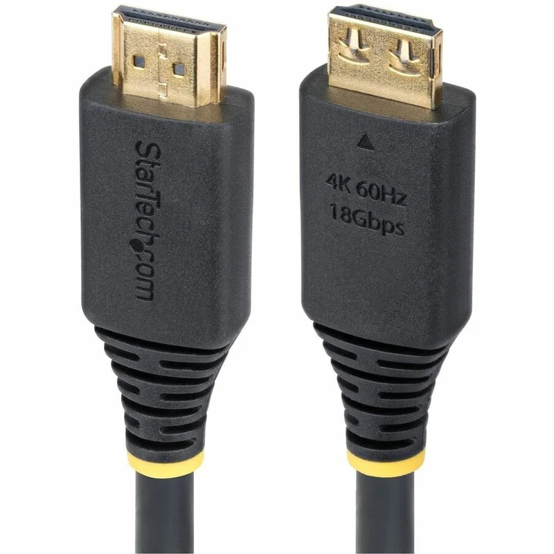 Câble HDMI haute vitesse StarTech.com 30 cm (1 pi) avec connecteurs à pression, 4K 60 Hz/1440p 144 Hz, 18 Gbit/s, câble HDMI UHD, gaine en TPE HDMI2-CABLE-GRIP-30C
