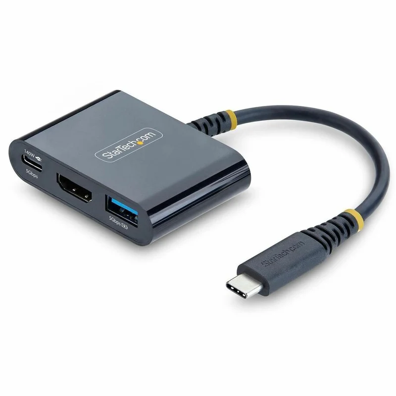 Adaptateur multiport StarTech USB-C vers HDMI avec charge rapide PD 140 W, HDMI 4K 60 Hz, hub USB 5 Gbit/s, mini-station d'accueil 168B-USBC-MULTIPORT
